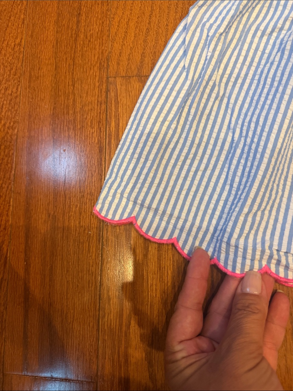 Crewcuts Pink Cardigan with Blue-White Striped Dress - Picture 3 of 8